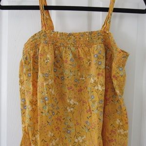 yellow floral flowy tank sleeveless with straps